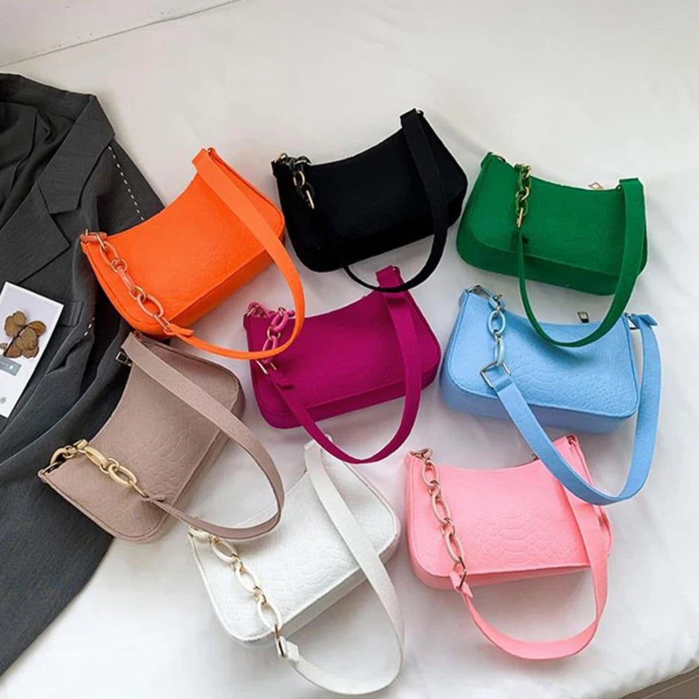 Fashion Felt Cloth Pattern Shoulder Bags for Women Small Handle Underarm Bag Clutch Luxury Solid Color Female Handbag with Purse